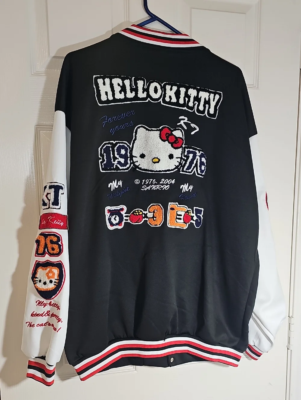 New Sanrio 2XL & 1X Hello Kitty 1976-2005 Colorful Patchwork Varsity Jacket - Picture 10 of 16